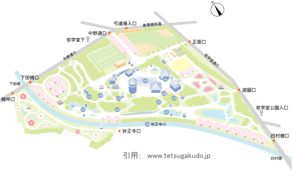 哲学堂公園の園内マップ