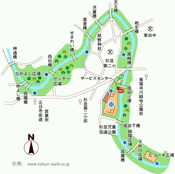 善福寺川緑地の園内マップ